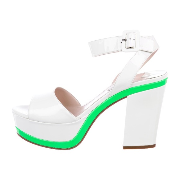 Miu Miu Shoes - COPY - MIU MIU by Prada White and Green Platforms